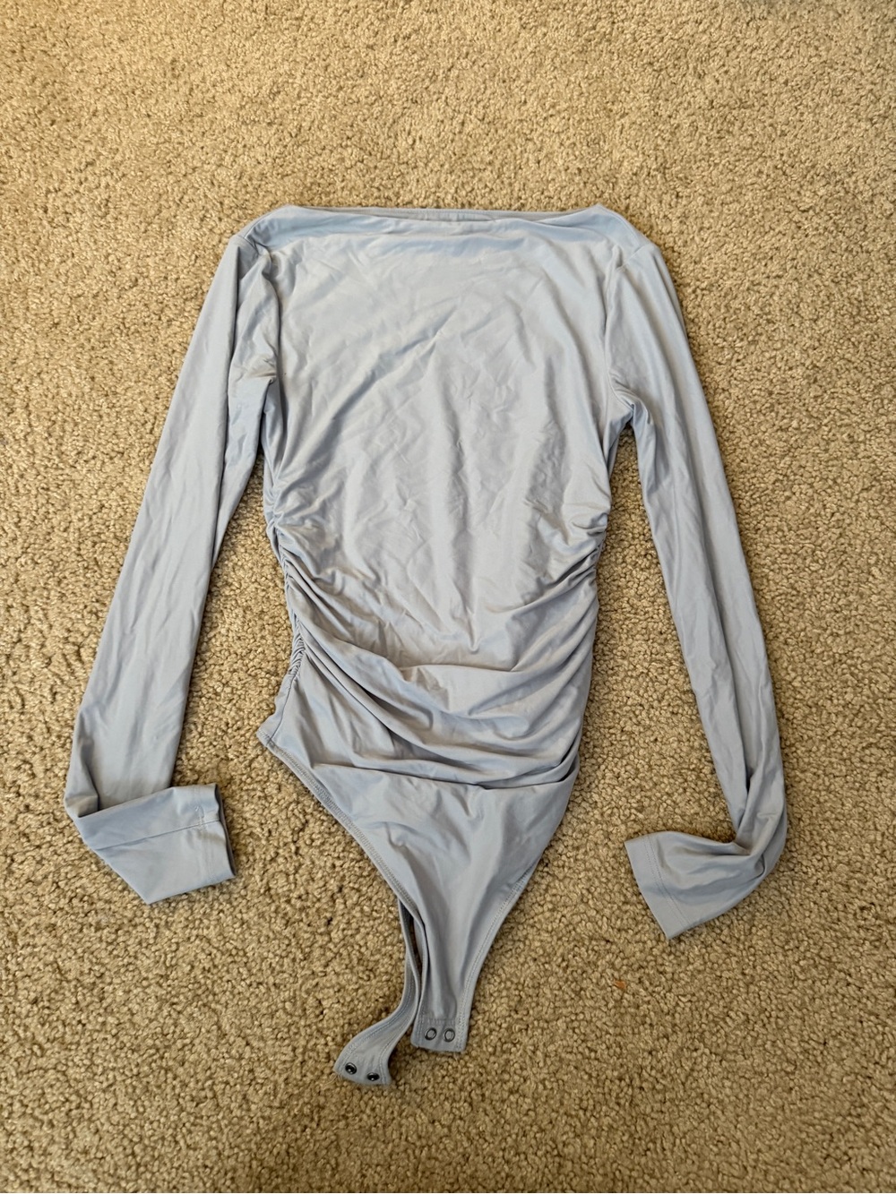 Abercrombie & Fitch Light Blue Long Sleeve Ruched Bodysuit